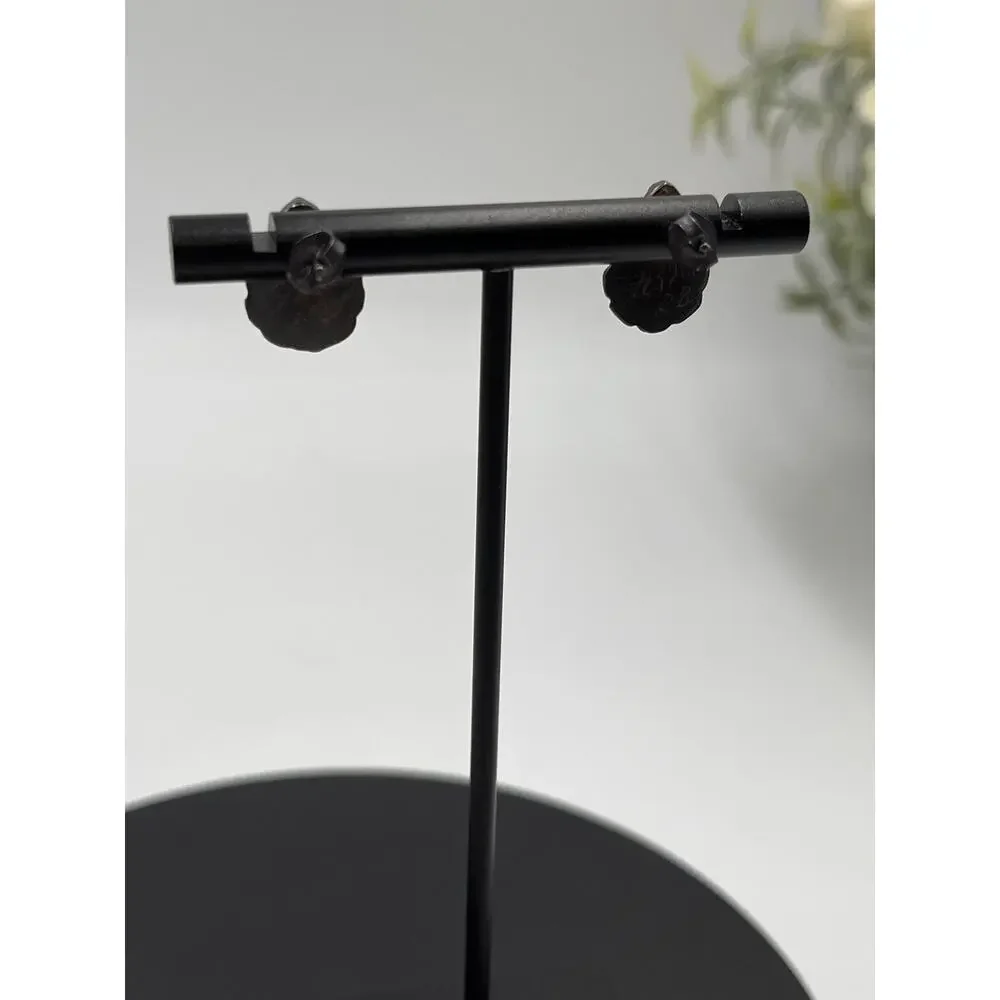 Rb‎ Signed Sterling silver Black Onyx Southwestern Native American Stud earrings